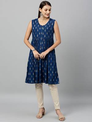 Navy Rayon stitched   kurta 1