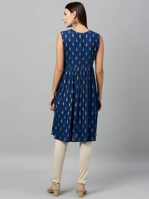 Navy Rayon stitched   kurta 2