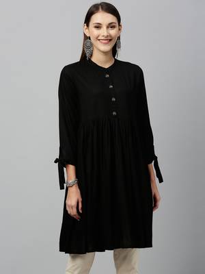Black Rayon stitched   kurta 1
