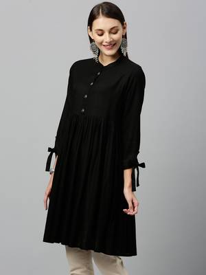Black Rayon stitched   kurta 3