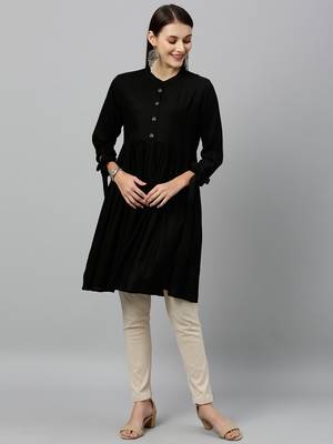 Black Rayon stitched   kurta 4
