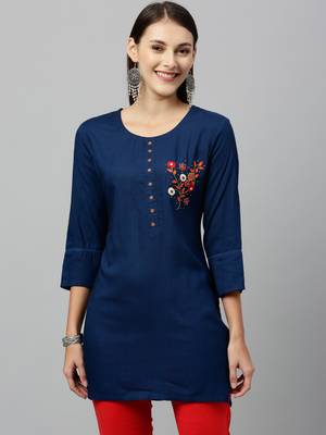 Teal Rayon stitched   kurta 1