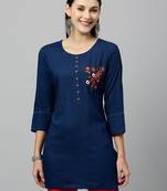 Teal Rayon stitched   kurta