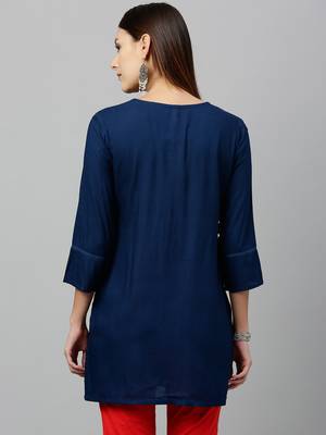 Teal Rayon stitched   kurta 2