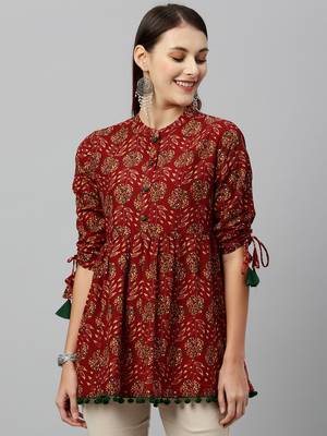 Maroon Cotton stitched   kurta 1