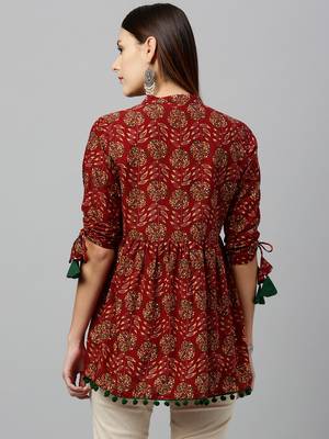 Maroon Cotton stitched   kurta 2