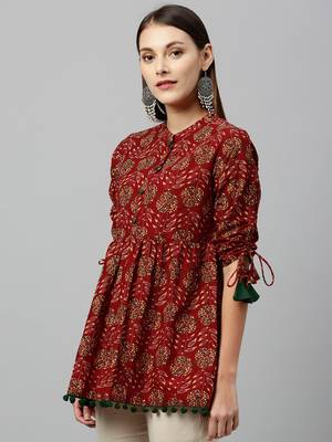 Maroon Cotton stitched   kurta 3