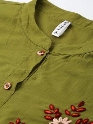 Green Cotton stitched   Kurta with     Palazzo 4