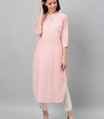 Peach Cotton stitched   Kurta  with     Pant
