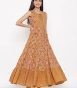 Mustard Cotton stitched   kurta