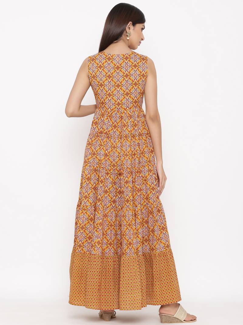 Mustard Cotton stitched   kurta