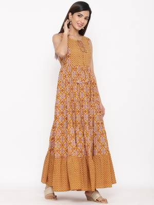 Mustard Cotton stitched   kurta 4