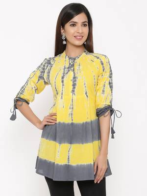 Yellow Cotton stitched   kurta 1