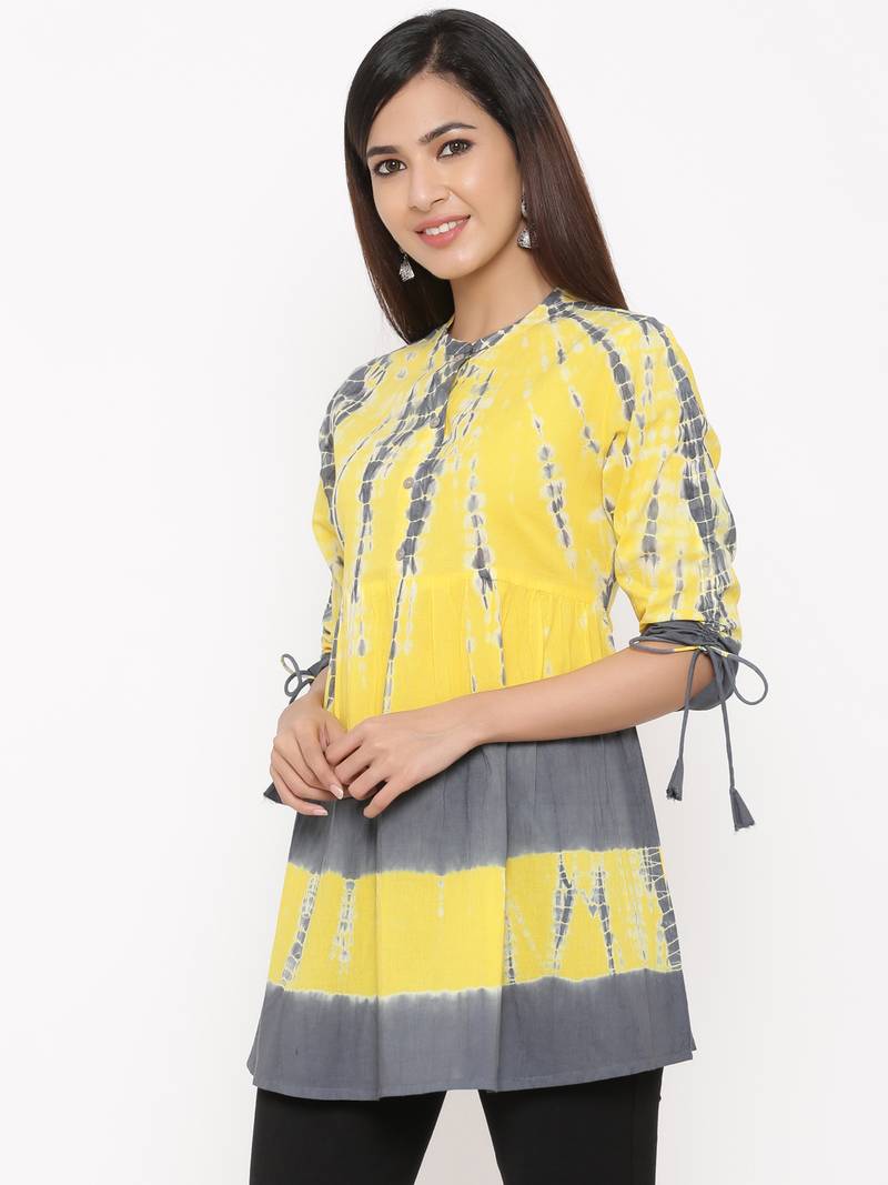 Yellow Cotton stitched   kurta