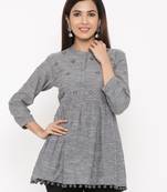 Dark Grey Cotton stitched   kurta