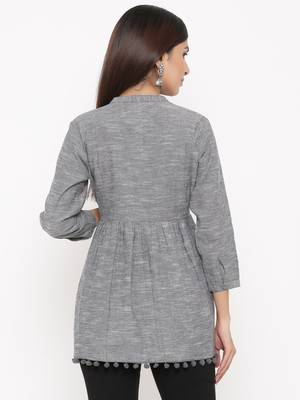 Dark Grey Cotton stitched   kurta 2