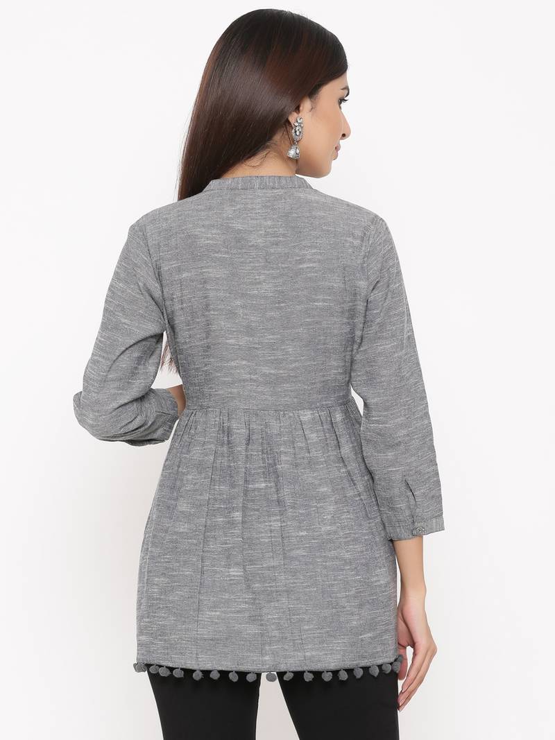 Dark Grey Cotton stitched   kurta