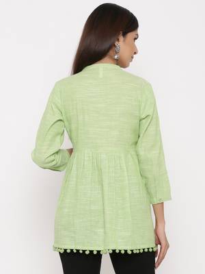 Parrot Green Cotton stitched   kurta 2