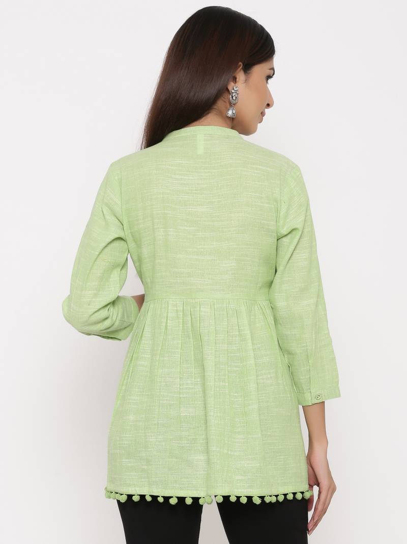 Parrot Green Cotton stitched   kurta