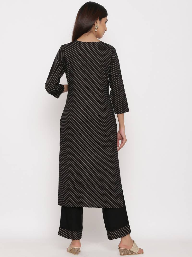 Black Rayon stitched   Kurta with     Palazzo