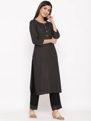 Black Rayon stitched   Kurta with     Palazzo 4