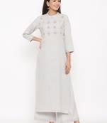 Light Grey Cotton stitched   Kurta with     Palazzo
