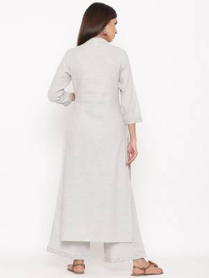 Light Grey Cotton stitched   Kurta with     Palazzo 2