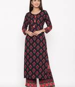 Navy Rayon stitched   Kurta with     Palazzo