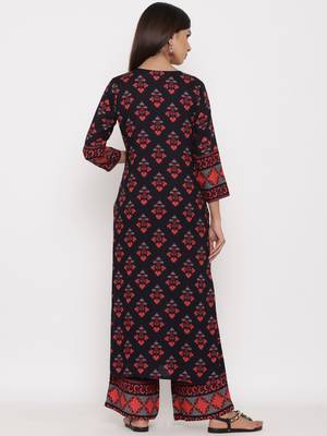 Navy Rayon stitched   Kurta with     Palazzo 2