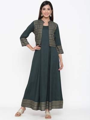 GREEN Rayon stitched   kurta 1