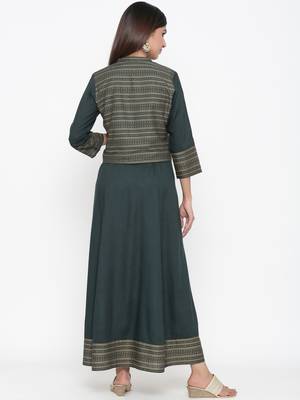 GREEN Rayon stitched   kurta 2