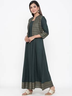 GREEN Rayon stitched   kurta 3