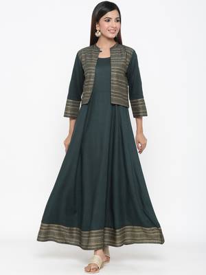 GREEN Rayon stitched   kurta 4
