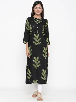 Black Rayon stitched   kurta 1