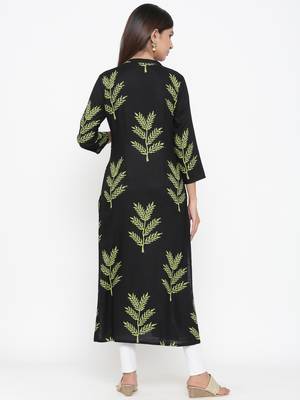Black Rayon stitched   kurta 2