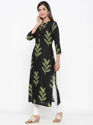 Black Rayon stitched   kurta 4