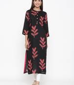 Black Rayon stitched   kurta