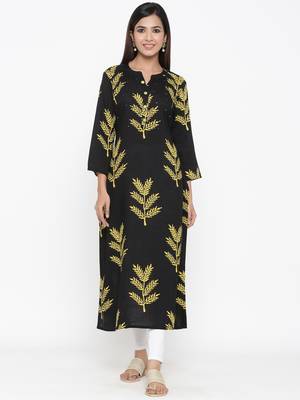 Black Rayon stitched   kurta 1