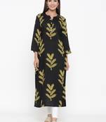 Black Rayon stitched   kurta