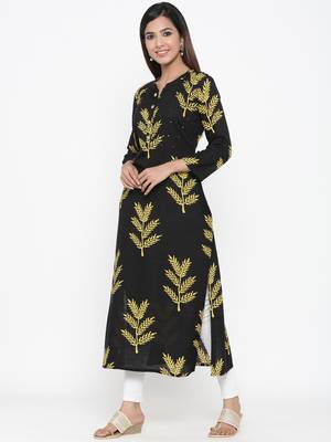 Black Rayon stitched   kurta 3