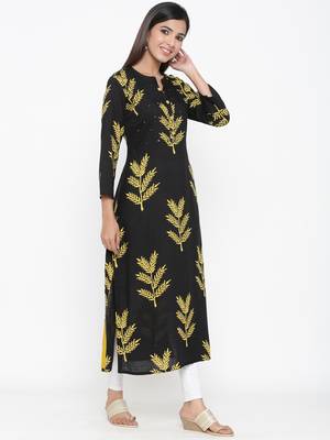 Black Rayon stitched   kurta 4