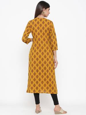 Mustard Cotton stitched   kurta 2