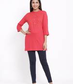 Peach Rayon stitched   kurta