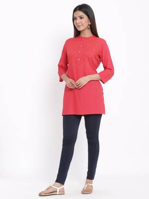 Peach Rayon stitched   kurta 3