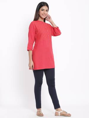 Peach Rayon stitched   kurta 4