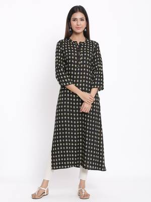 Black Rayon stitched   kurta 1