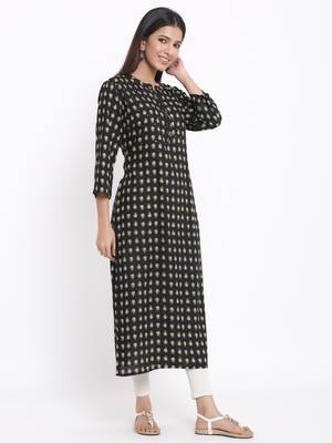 Black Rayon stitched   kurta 4