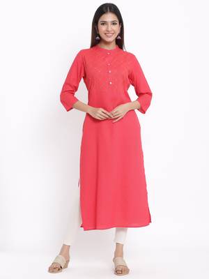 Peach Rayon stitched   kurta 1