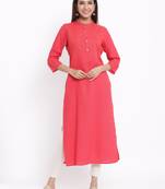 Peach Rayon stitched   kurta