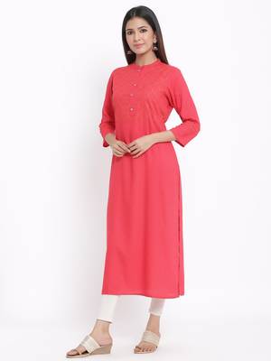 Peach Rayon stitched   kurta 3